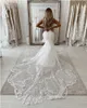Sexiga sjöjungfru bröllopsklänningar 2021 urringad spets Applikationer Bridde klänning Öppen rygg Country Brudklänning Vestido de novie