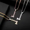Pendant Necklaces Hip Hop Necklace Cubic Zircon Axe Iced Out Cool Mens Arrival Gold Chain For Men2790351
