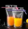 500ML Beverage Tea bag Soy Milk Juice Packaging Zipper Frosted Transparent Thicken Portable Drink Sealing Plastic Drinking Water Joice with Draw Store Stuff