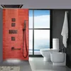 Tête de douche de pluie noire mate avec vapeur à main le mélangeur de mélange de mélange chaud et froid 14 x 20 pouces LED