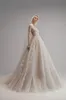 Wedding Ersa Atelier klär en linje V -hals långärmad spetspärlor Appliced ​​Bridal Glows Robe de Mari E Ppliqud