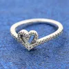 925 Sterling Silver Clear Stones Mousserande Wishbone Heart Ring Fit Pandora Charm Smycken Förlovning Bröllopälskare Fashion Ring för kvinnor