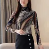 Autumn Fashion Print Blouse Plus Size Long Sleeve Women's Stand Collar Elegant Shirts Blusas Mujer De Moda1085 210518