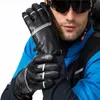 Luvas de ciclismo ciclismo inverno couro pu tela sensível ao toque de lã térmica esportes ao ar livre esqui escalada motocicleta bike296o