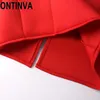 Conjunto de 2 piezas moda mujer primavera y otoño vestido rojo cinturón de lazo Casual manga larga cuello redondo bata Vesto De Mujer vestidos para damas 210527