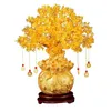 19cm Natural Crystal Tree Money Tree Ornaments Bonsai Style Wealth Luck Feng Shui Ornaments Home Decor(with Gold Coins and Base) 210727