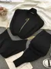 Bornsraファッション女性のスーツ秋製品カジュアルな甘い気質チェーンベストニットジャケット+ 3ピース弾性パンツ210930