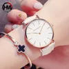 Relogio Feminino Hannah Martin Luxury Brand Women Watches Leather Band Rose Gold Waterproof Ladies Quartz Wristatch Fit DW Style C210w