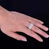 2 Row Baguette Zircon Mäns Ring Koppar Charms Guldfärg Iced Ring Fashion Hip Hop Rock Smycken 210701