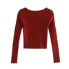 Herfst Vrouwen Franse All-Match Mode Retro Slanke korte mouwen Korte vierkante hals Vrouwelijke trui 210520