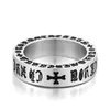 Vintage Cross Band Ring Men Stainless Steel Buddhist Sanskrit Six-character Mantra Titanium Retro Motorcycle Finger Rings Jewelry