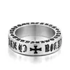 Vintage korsbandsring män rostfritt stål buddhistiskt sanskrit Mantra med sex tecken Titanium Retro Motorcykel Fingerringar Smycken