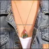 & Pendants Pendant Necklaces Natural Rainbow Stone Necklace Magnetic Crystal Chakra Rock Chain Quartz Jewelry Yoga Exercise For Family Party