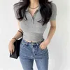 Summer Short Mouw T-shirt Tight Polo Collar Dames Stijl Dames Sexy Tops 210507