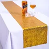 Chemin de Table à paillettes en Polyester de couleur unie, décor de luxe, fournitures de fête de mariage, napperon, tissu de décoration de dîner