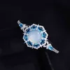 Bracelet de luxe flocon de neige S925 bijoux vintage argentés avec pierre naturelle ronde Zircon bleu accessoires de fête de fiançailles pour femmes Q0717