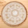 Mats Pads Woven Round Boho Placemats Bomull Linen Placemat med Pompom Ball Neutral Rustik TableTransmatsor Till Julklapp