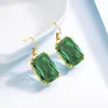 14K Or Vert Émeraude Boucles D'oreilles Argent 925 Longues Boucles D'oreilles Pour Les Femmes Fête Saint Valentin Fine Bijoux De Mariage Invité Gifts2670