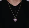 Collier avec pendentif en forme de crâne glacé, squelette violet, jus de cœur, Wrld, Micro pavé cubique en Zircon, hip hop, bijoux à la mode, 216o, 14K