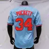 Baseball-Trikots Vintage-Trikot Kirby Puckett 1991 WS Baseball Hall Of Fame Patch 1969 1987 Creme Nadelstreifen Marinegrau Coopers-Town