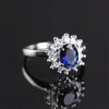 Creato Anello con zaffiro blu Princess Crown Halo Anelli di fidanzamento nuziale 925 Anelli in argento sterling per le donne 2021 1227 T251059834337632