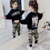 Mode filles automne tenues à manches longues T-shirt pantalon 2 pièces ensembles enfants vêtements 4 6 8 10 12 ans adolescent vêtements ensemble printemps 2021