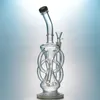 Hurtownie Inline Bent Type Styl Perc Hoakhahs Glass Grube Recycler 14.5mm Kobiet Wspólna Hookh Bong Rura wodna z szklanym miską Olej DAB DGC1236