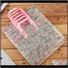Sacchetti per la spesa in plastica trasparente Confezione regalo con manico Confezione regalo per boutique Floreale rosa stampato Grande carino 5 taglie Lz1177 Bmz5J Qatd0
