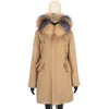 Winter Parka Mulheres Real Furs Casaco Longo Destacável Parka Impermeável PARKA Natural Raccoon Fox Collar Imitation Mink Fur Liner XXL