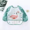 Bébé enfant en bas âge bavoir ensemble imperméable imprimé animal fille garçon rot chiffons à manches longues dessin animé enfants alimentation blouse tablier manger combinaison9662766