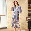 Women Sleepwear Ladies Pajamas Soft Nightgown Female Half Sleeved Cardigan V Neck Nightdress Sexy Home Gown With Robe LX