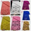 Tecido de renda de lantejoulas africanas lindo bordado com glitter têxtil cor pura material de costura 5 jardas para vestido de festa 3464946