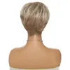 Court Bob perruques avec une frange Pixie Cut cheveux humains brésiliens Ombre Blonde couleur résistant à la chaleur perruque pour américain blanc noir femmes