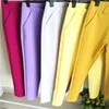 Moda streetwera carino colore caramella Matita pantalone donna cotone elasticizzato vita sottile pantaloni dritti donna Casual lavoro d'ufficio pantaloni 211006