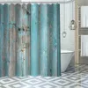 Benutzerdefinierte hochwertige alte Holz Duschvorhang wasserdicht Badezimmer Polyester Stoff Badezimmer Vorhang mit Haken 210609