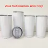 20 Unzen Sublimation Kaffeetassen mit versiegelten Deckeln Reise Auto Tumbler Tassen Edelstahl Vakuum Weinbecher für Outdoor 0228