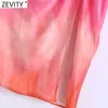 Zevity Kobiety Vintage Krawat Barwiony Drukowanie Plisowane Design Sarong Spódnica Faldas Mujer Side Split Chic Slim Midi Vestidos Qun797 210730