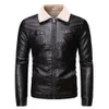 Höst Vinter Män Casual Tjock Varm Fleece Leather Jacket Coat Men Fashion Fickor Vintage Faux PU Läder Jackor Coat Män 210518