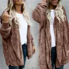 Women's Jackets Women Fleece Fur Jacket Outerwear Tops Winter Warm Hooded Fluffy Coat Fashion Hoodies Open Front Pockets Fall Outwear Overco