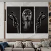 African Wall Art Woman Posters and Prints Black Hands Holding Silver Jewelry Canvas Painting Wall Pictures For Living Room Decor