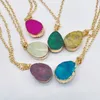 Natural Quartz Crystal Stone Plaqué Or Implaqué Collier Coloré Colorful Pendentif Colliers Druzy Bijoux pour Femmes Fille