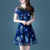 S-4XL 8 Colors Lace Summer New Butterfly Embroidered Female Slim Waistband Women Cocktail Dresses Vestido De Festa