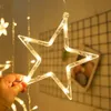 Juldekorationer Fem Point Star String Light, 6 stora och små fempekade stjärnor, gardinljus, dekorativa ljus
