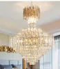 LED Modern Golden Crystal Chandeliers European American K9 Crystal Chandelier Lights Fixture Big Luxury Shining Droplight Home Inomhusbelysning