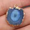 Natural Stone Irregular Round Agate Slice Charms Pendant Healing Reiki Crystal Finding for DIY Necklaces Women Fashion Jewelry 20x25-23x28mm