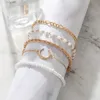 2021 New Fashion Bead Chain Armband för kvinnor Boho Guldfärg Lyx Clasps Charm Kvinnors Hand Armband Smycken Present Bangles