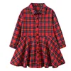 Girl's Dresses Kids Girls Plaid Shirt Dress 2021 Spring Autumn Baby Clothes Lapel Long Sleeves Casual A-line Princess For