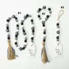 Wall Decor Halloween Wood Bead Garland Decorated with sign pendant Tassel Farmhouse Beads Party Favor Decorations