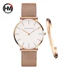 Ins 1 Set Merk Horloges Armband Japan Quartz MOVT Dames Waterdichte Rose Goud Simple Rvs Dames Horloges 210527