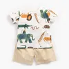 Sommer Baby Jungen Kleidung Kinder Jungen Tier Gedruckt Sets Kleidung Anzug T-Shirt + Shorts Kinder 210521